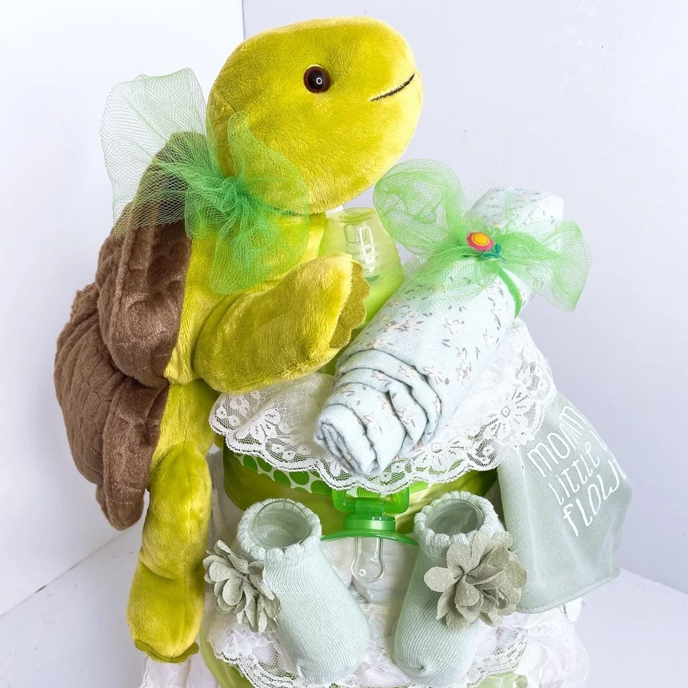 Turtle Girls Diaper Cake